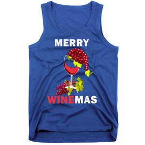 Merry Winemas Cute Grapes Santa Hat Wine Glass Christmas Gift Tank Top