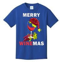 Merry Winemas Cute Grapes Santa Hat Wine Glass Christmas Gift Kids T-Shirt