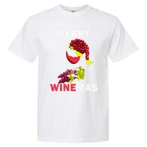 Merry Winemas Cute Grapes Santa Hat Wine Glass Christmas Gift Garment-Dyed Heavyweight T-Shirt