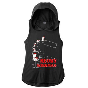 Meowy Winemas Cats Sparkling Wine Glass Cute Christmas Gift Ladies PosiCharge Tri-Blend Wicking Draft Hoodie Tank