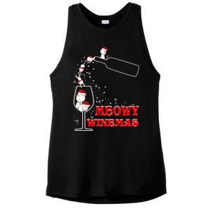 Meowy Winemas Cats Sparkling Wine Glass Cute Christmas Gift Ladies PosiCharge Tri-Blend Wicking Tank