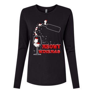 Meowy Winemas Cats Sparkling Wine Glass Cute Christmas Gift Womens Cotton Relaxed Long Sleeve T-Shirt