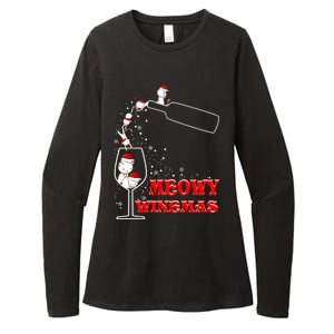 Meowy Winemas Cats Sparkling Wine Glass Cute Christmas Gift Womens CVC Long Sleeve Shirt