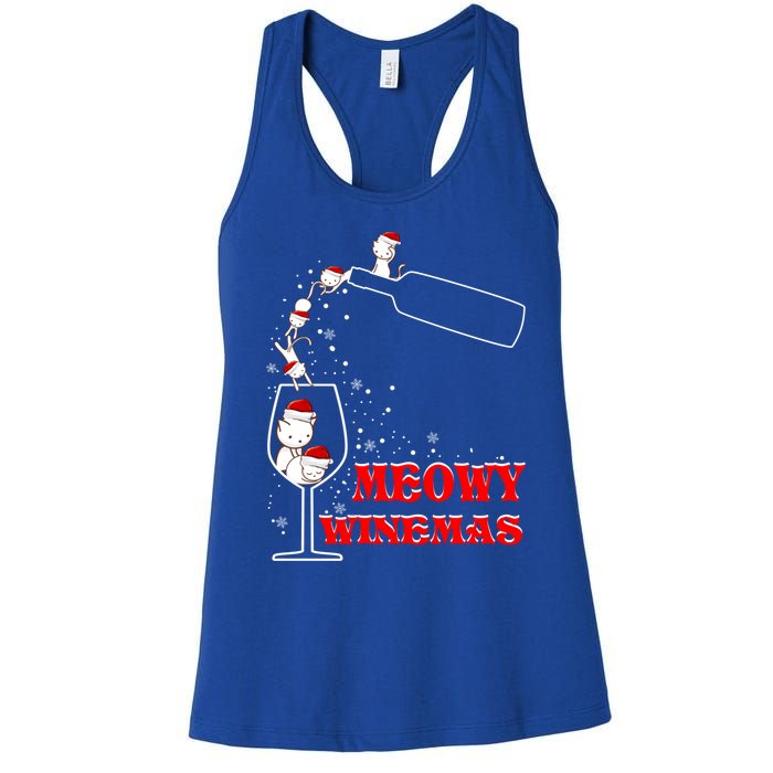 Meowy Winemas Cats Sparkling Wine Glass Cute Christmas Gift Women's Racerback Tank