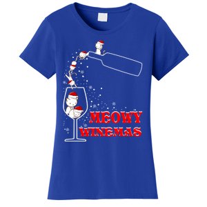 Meowy Winemas Cats Sparkling Wine Glass Cute Christmas Gift Women's T-Shirt