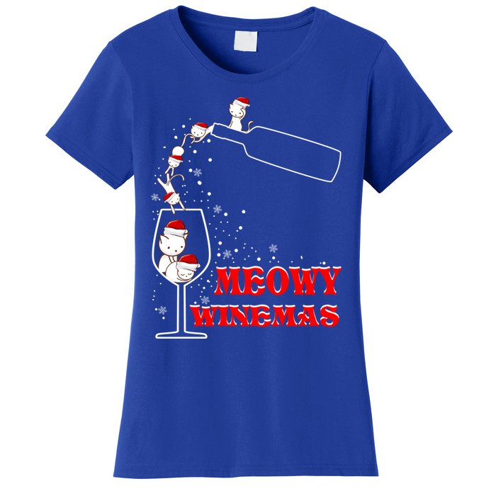 Meowy Winemas Cats Sparkling Wine Glass Cute Christmas Gift Women's T-Shirt