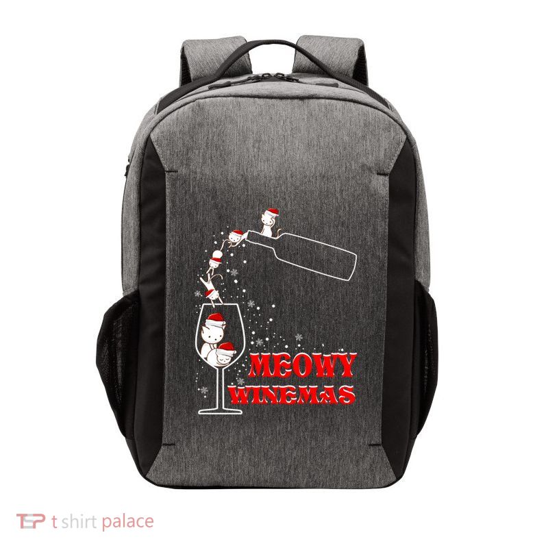 Meowy Winemas Cats Sparkling Wine Glass Cute Christmas Gift Vector Backpack