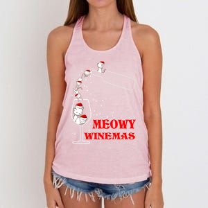 Meowy Winemas Cats Sparkling Wine Glass Cute Christmas Gift Women's Knotted Racerback Tank