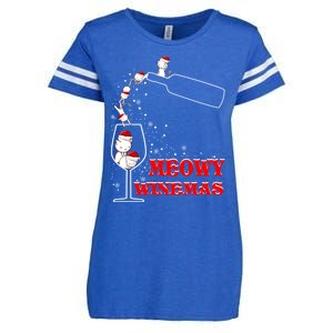 Meowy Winemas Cats Sparkling Wine Glass Cute Christmas Gift Enza Ladies Jersey Football T-Shirt