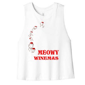 Meowy Winemas Cats Sparkling Wine Glass Cute Christmas Gift Women's Racerback Cropped Tank