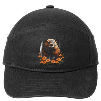 Marmot Wildlife Colorful Marmot Lover Wildlife Animal Gift 7-Panel Snapback Hat