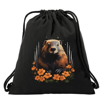 Marmot Wildlife Colorful Marmot Lover Wildlife Animal Gift Drawstring Bag