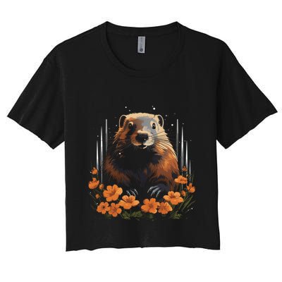 Marmot Wildlife Colorful Marmot Lover Wildlife Animal Gift Crop Top