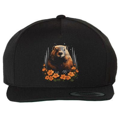 Marmot Wildlife Colorful Marmot Lover Wildlife Animal Gift Wool Snapback Cap