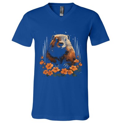 Marmot Wildlife Colorful Marmot Lover Wildlife Animal Gift V-Neck T-Shirt