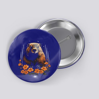 Marmot Wildlife Colorful Marmot Lover Wildlife Animal Gift Button