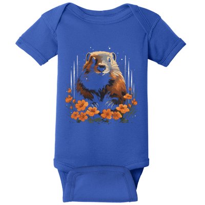 Marmot Wildlife Colorful Marmot Lover Wildlife Animal Gift Baby Bodysuit