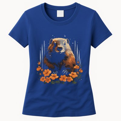 Marmot Wildlife Colorful Marmot Lover Wildlife Animal Gift Womens T-Shirt