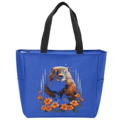 Marmot Wildlife Colorful Marmot Lover Wildlife Animal Gift Zip Tote Bag
