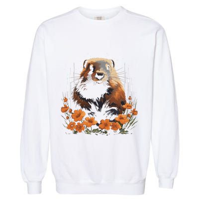 Marmot Wildlife Colorful Marmot Lover Wildlife Animal Gift Garment-Dyed Sweatshirt