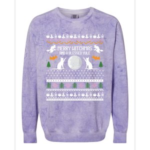 Merry Witchmas Cat Ugly Christmas Gift Colorblast Crewneck Sweatshirt