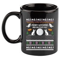 Merry Witchmas Cat Ugly Christmas Gift 11oz C Handle Ceramic Mug