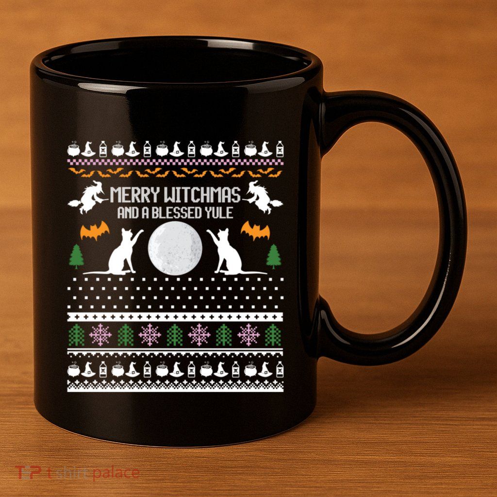 Merry Witchmas Cat Ugly Christmas Gift 11oz C Handle Ceramic Mug