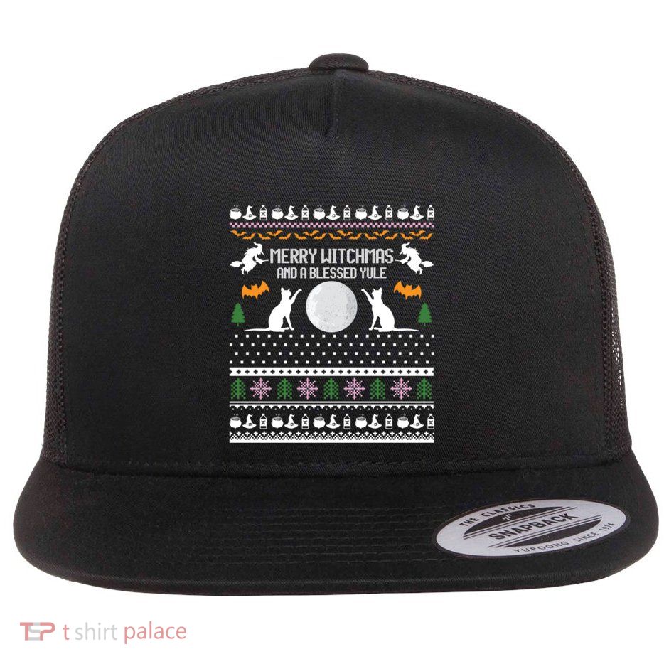 Merry Witchmas Cat Ugly Christmas Gift Flatbill Hat
