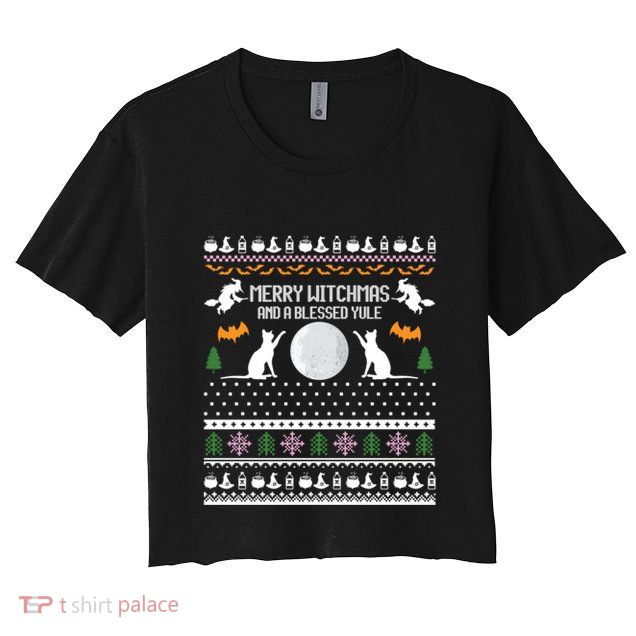 Merry Witchmas Cat Ugly Christmas Gift Crop Top