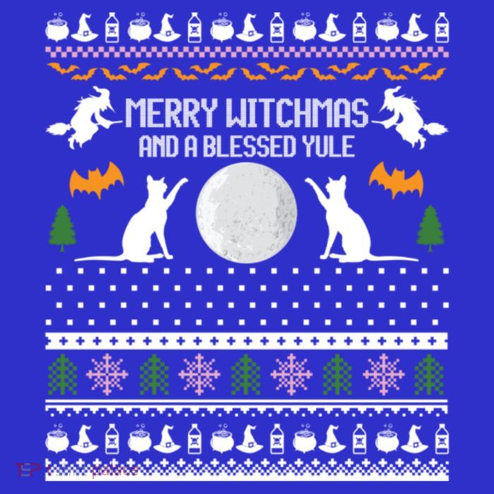 Merry Witchmas Cat Ugly Christmas Gift Short Acrylic Beanie