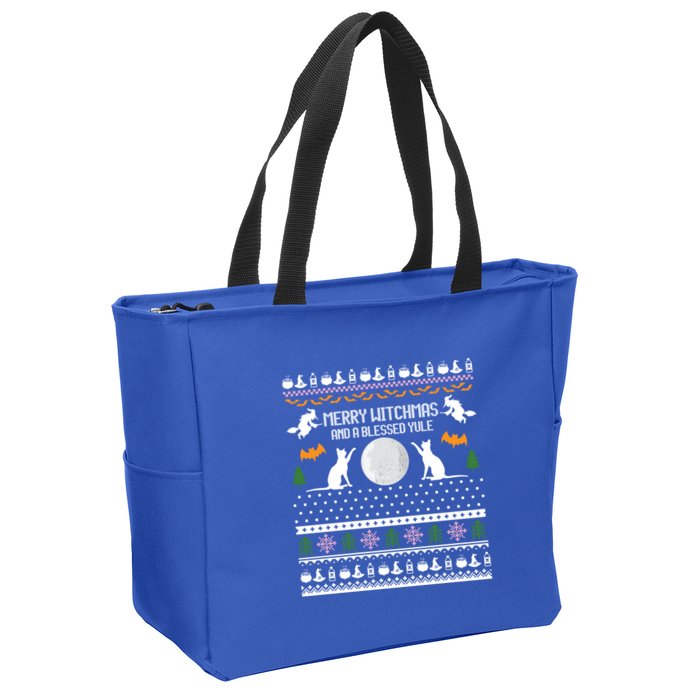 Merry Witchmas Cat Ugly Christmas Gift Zip Tote Bag