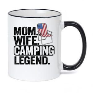 Mom Wife Camping Legend Camper American Flag Camping Funny Gift 11oz Black Color Changing Mug