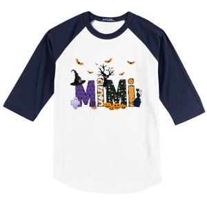 Mimi Witch Cute Grandma Mimi Halloween Costume Funny Baseball Sleeve Shirt