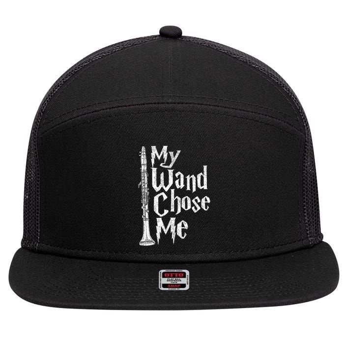 My Wand Chose Me Clarinet Player Clarinetist Music Lover 7 Panel Mesh Trucker Snapback Hat