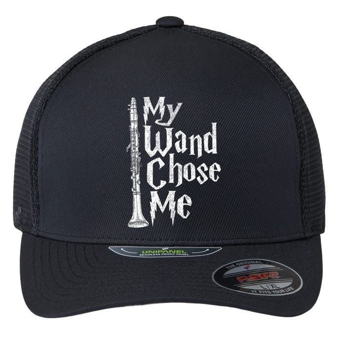 My Wand Chose Me Clarinet Player Clarinetist Music Lover Flexfit Unipanel Trucker Cap