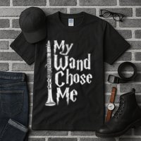My Wand Chose Me Clarinet Player Clarinetist Music Lover Tall T-Shirt
