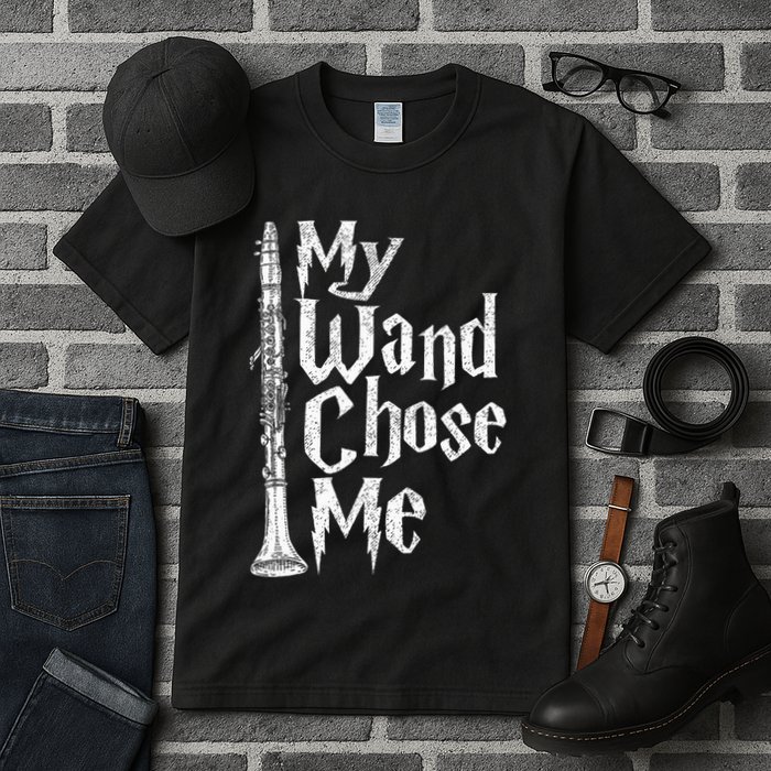 My Wand Chose Me Clarinet Player Clarinetist Music Lover Tall T-Shirt