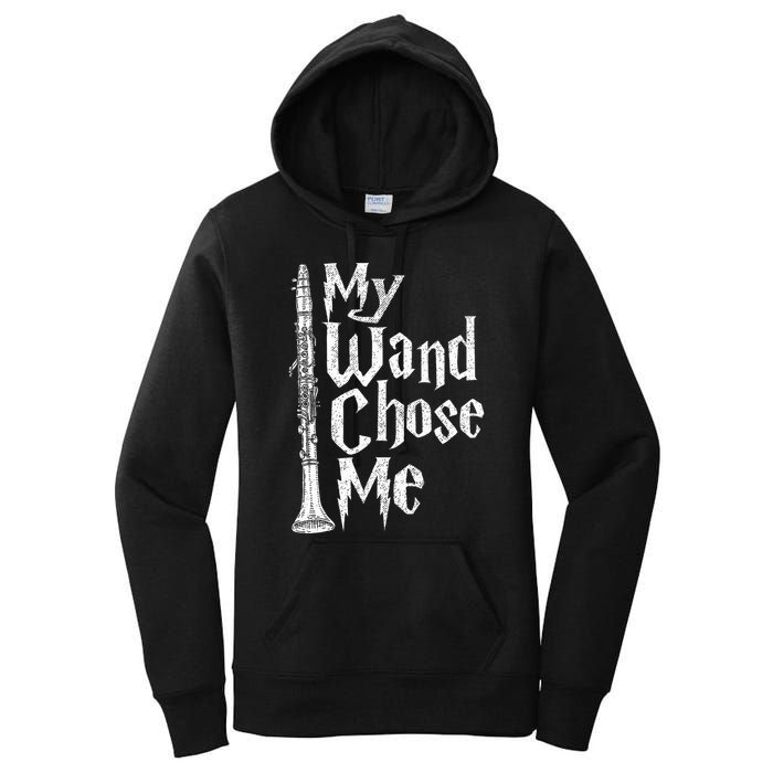 My Wand Chose Me Clarinet Player Clarinetist Music Lover Women's Pullover Hoodie