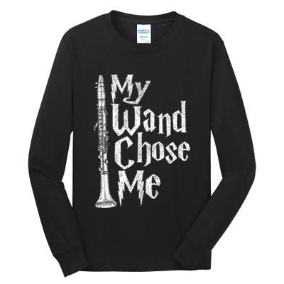 My Wand Chose Me Clarinet Player Clarinetist Music Lover Tall Long Sleeve T-Shirt
