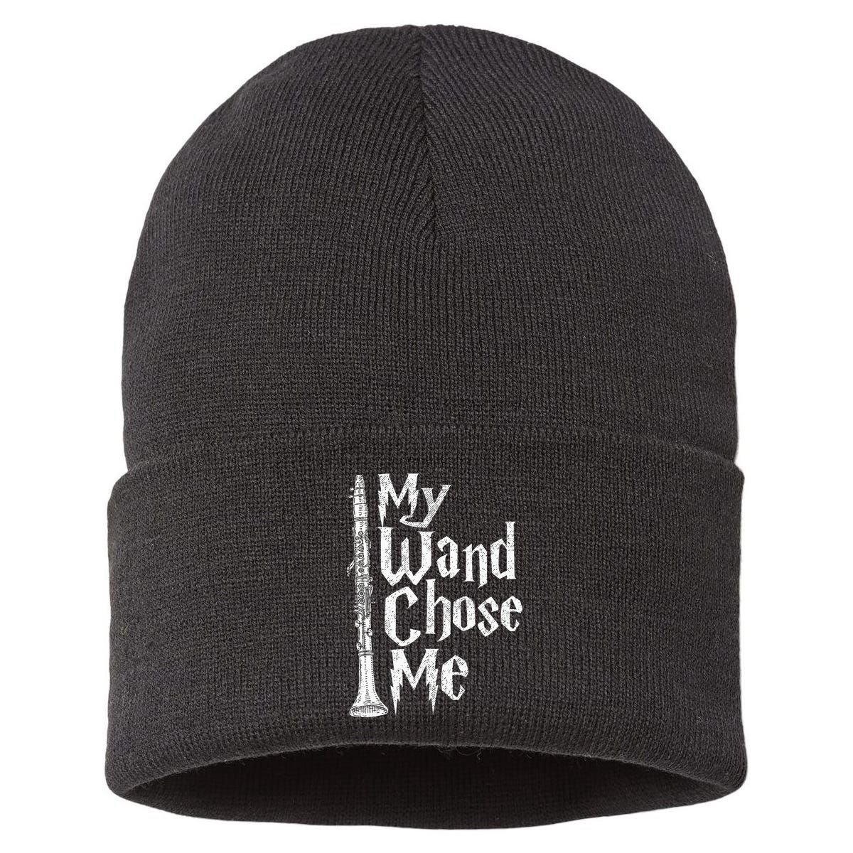 My Wand Chose Me Clarinet Player Clarinetist Music Lover Sustainable Knit Beanie