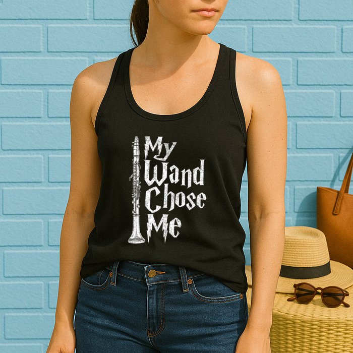 My Wand Chose Me Clarinet Player Clarinetist Music Lover Womens Tank Top