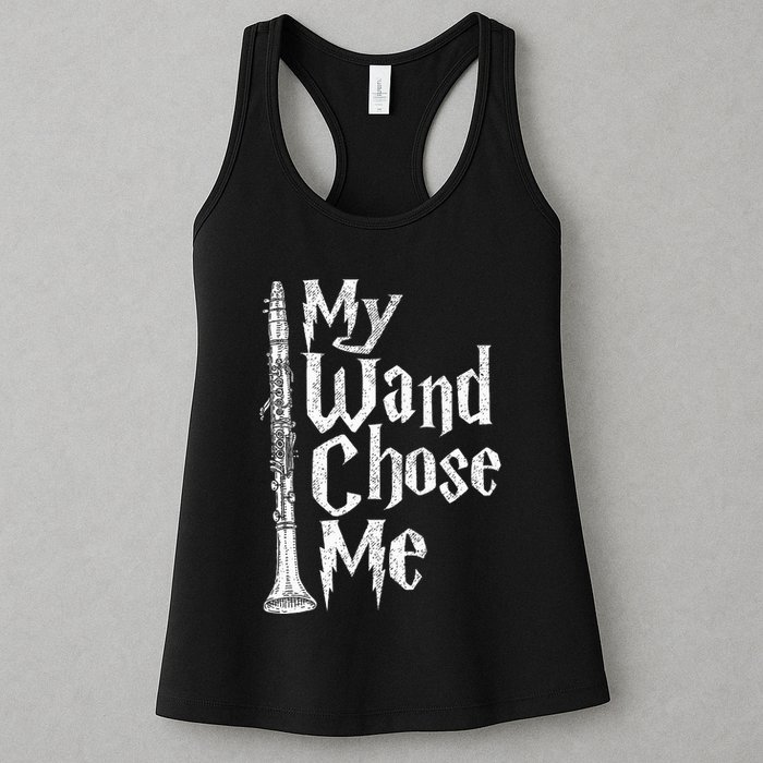 My Wand Chose Me Clarinet Player Clarinetist Music Lover Womens Tank Top