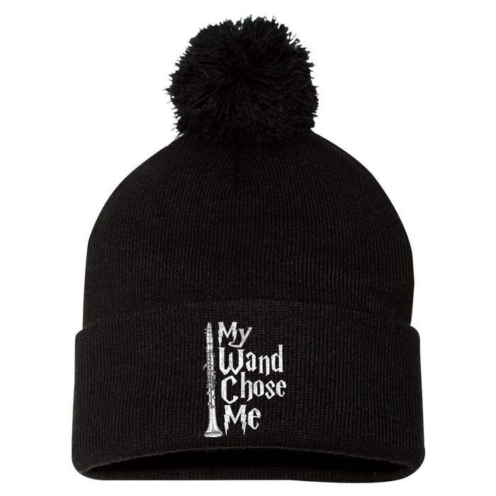 My Wand Chose Me Clarinet Player Clarinetist Music Lover Pom Pom 12in Knit Beanie