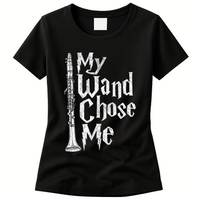 My Wand Chose Me Clarinet Player Clarinetist Music Lover Womens T-Shirt