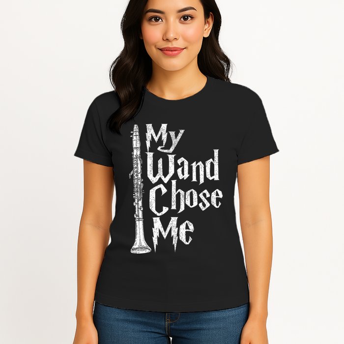 My Wand Chose Me Clarinet Player Clarinetist Music Lover Womens T-Shirt