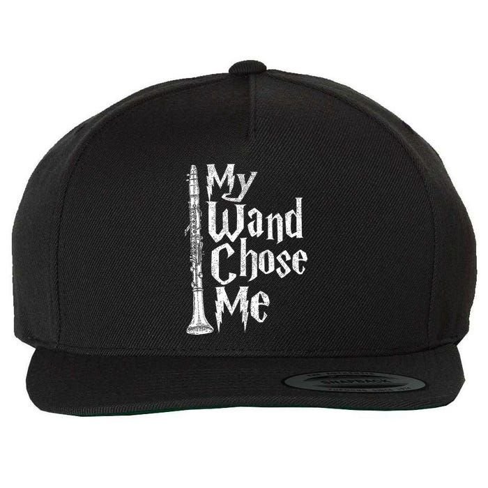 My Wand Chose Me Clarinet Player Clarinetist Music Lover Wool Snapback Cap