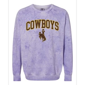 Mens Wyoming Cowboys Apparel Cowboys Arch & Logo Colorblast Crewneck Sweatshirt