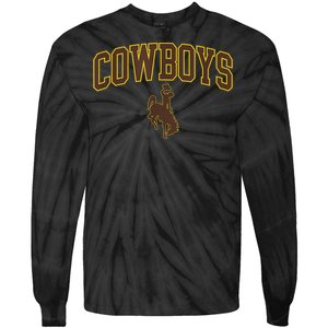 Mens Wyoming Cowboys Apparel Cowboys Arch & Logo Tie-Dye Long Sleeve Shirt