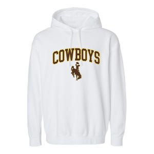 Mens Wyoming Cowboys Apparel Cowboys Arch & Logo Garment-Dyed Fleece Hoodie