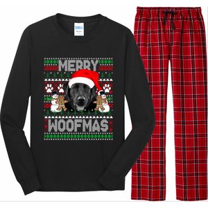 Merry Woofmas Cute Black Labrador Dog Ugly Sweater Great Gift Long Sleeve Pajama Set